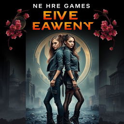 A captivating book cover design that combines elements from popular dystopian themes like 'The Hunger Games' and 'Divergent'