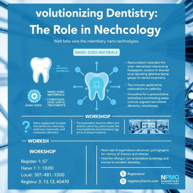 An engaging informational poster for a workshop focused on the application of nanotechnology in dentistry