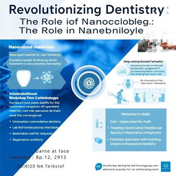 An engaging informational poster for a workshop focused on the application of nanotechnology in dentistry
