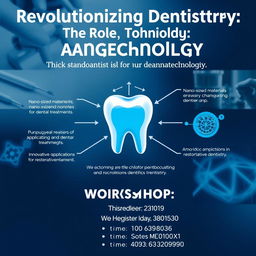 An engaging informational poster for a workshop focused on the application of nanotechnology in dentistry