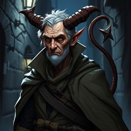 A hundred-year-old human thief with distinct devil horns and a long devilish tail
