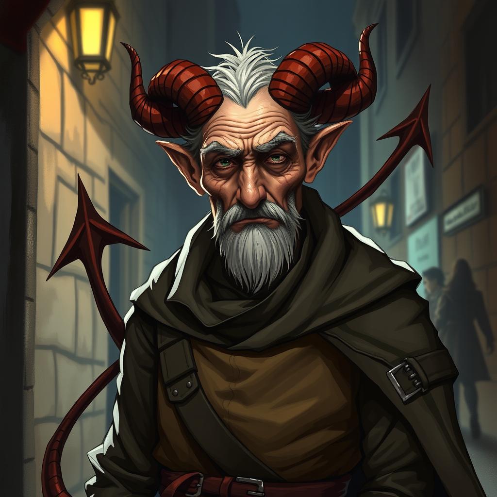 A hundred-year-old human thief with distinct devil horns and a long devilish tail