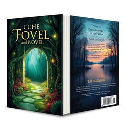 A stunning double book cover design for a novel, featuring a front and back cover