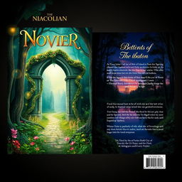 A stunning double book cover design for a novel, featuring a front and back cover