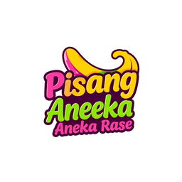 A vibrant and colorful logo featuring a stylized banana with various flavors depicted through vivid colors like pink, yellow, green, and purple, evoking a sense of deliciousness