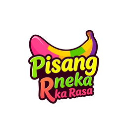 A vibrant and colorful logo featuring a stylized banana with various flavors depicted through vivid colors like pink, yellow, green, and purple, evoking a sense of deliciousness
