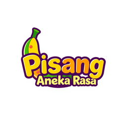 A vibrant and colorful logo featuring a stylized banana with various flavors depicted through vivid colors like pink, yellow, green, and purple, evoking a sense of deliciousness