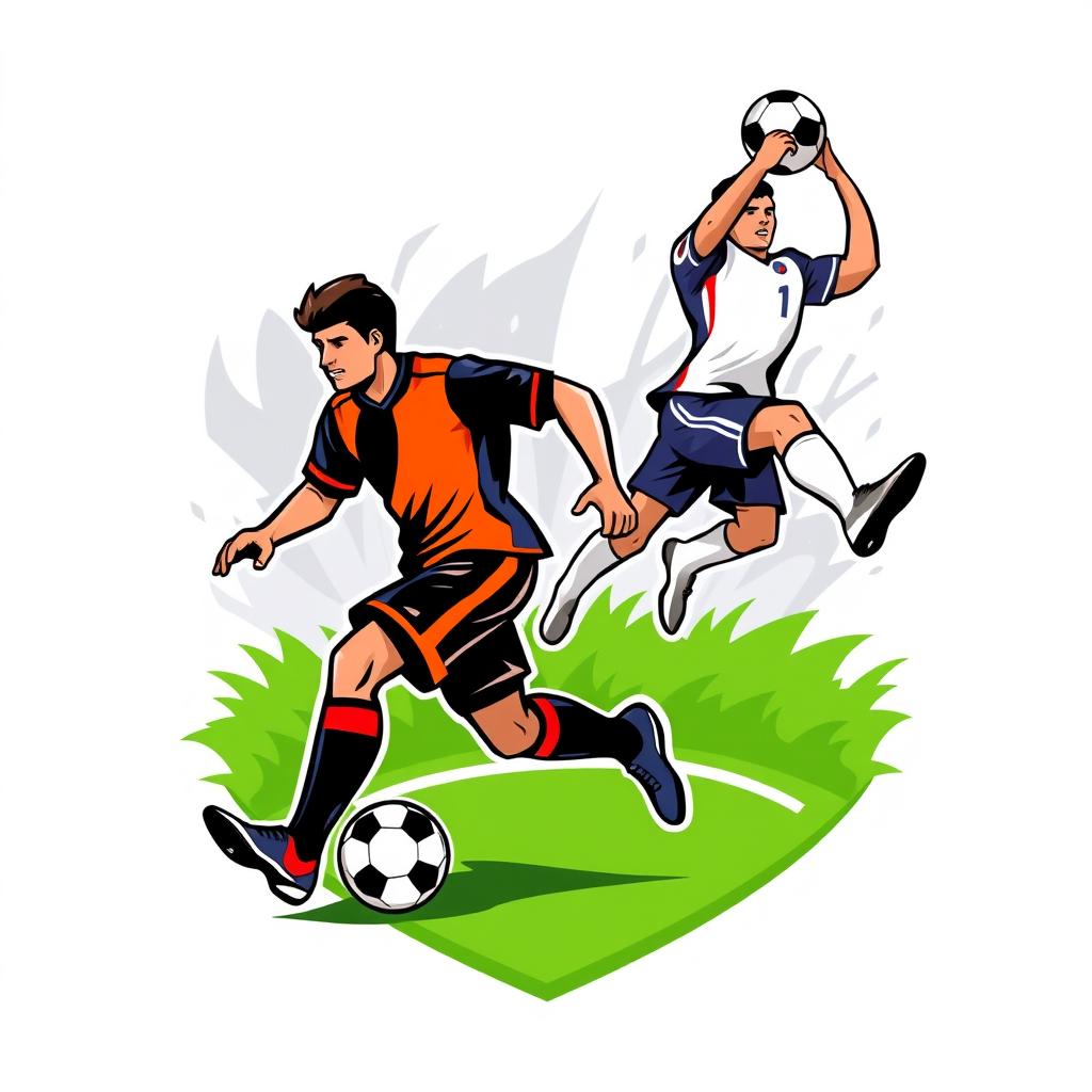 A football team logo featuring two stylized players in dynamic action poses