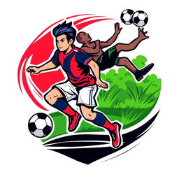 A football team logo featuring two stylized players in dynamic action poses