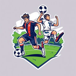 A football team logo featuring two stylized players in dynamic action poses