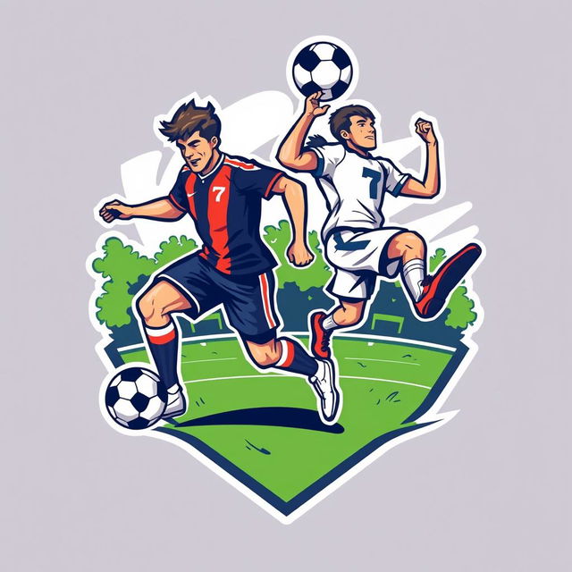 A football team logo featuring two stylized players in dynamic action poses