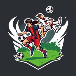 A football team logo featuring two stylized players in dynamic action poses