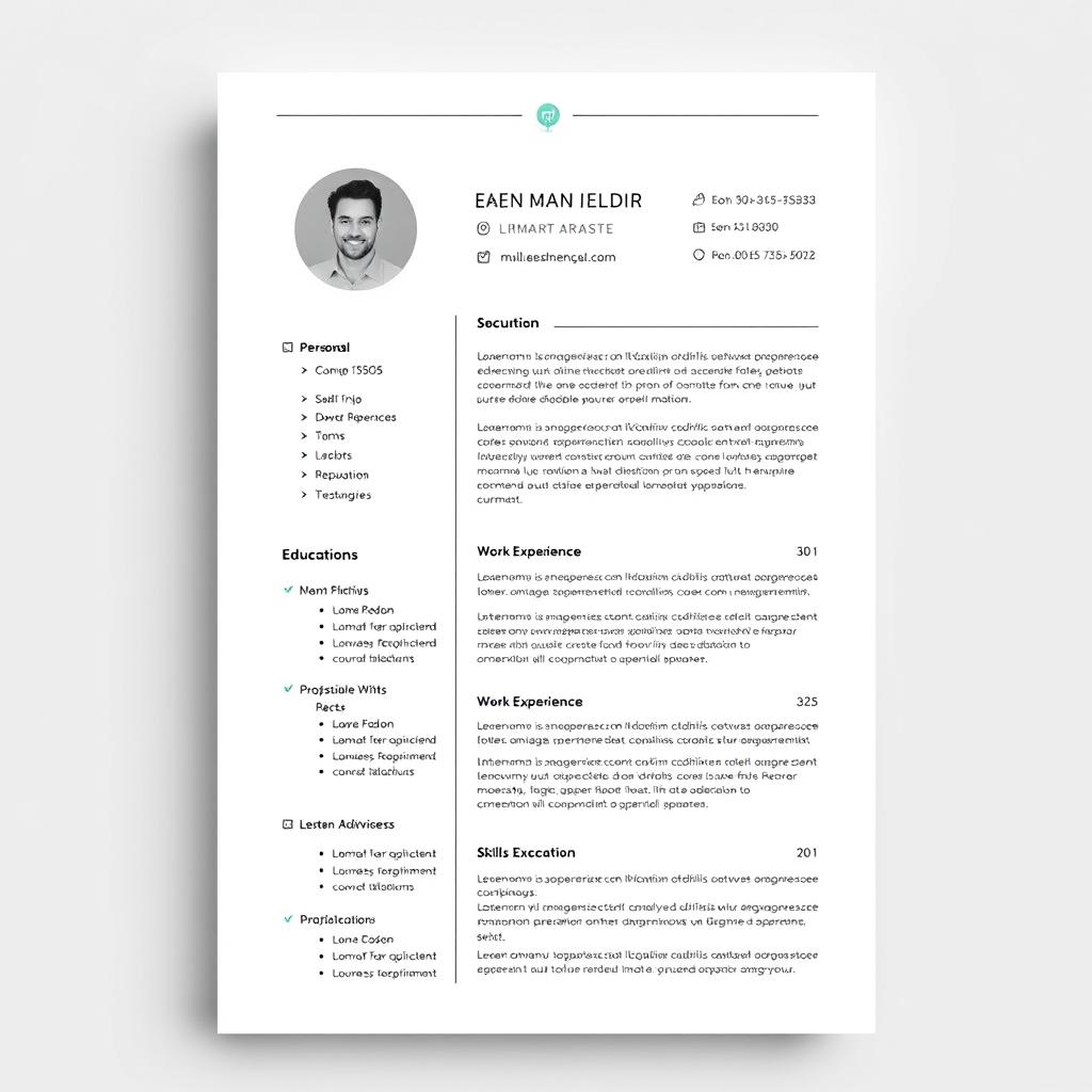 A photo of a resume template with a clean and professional layout