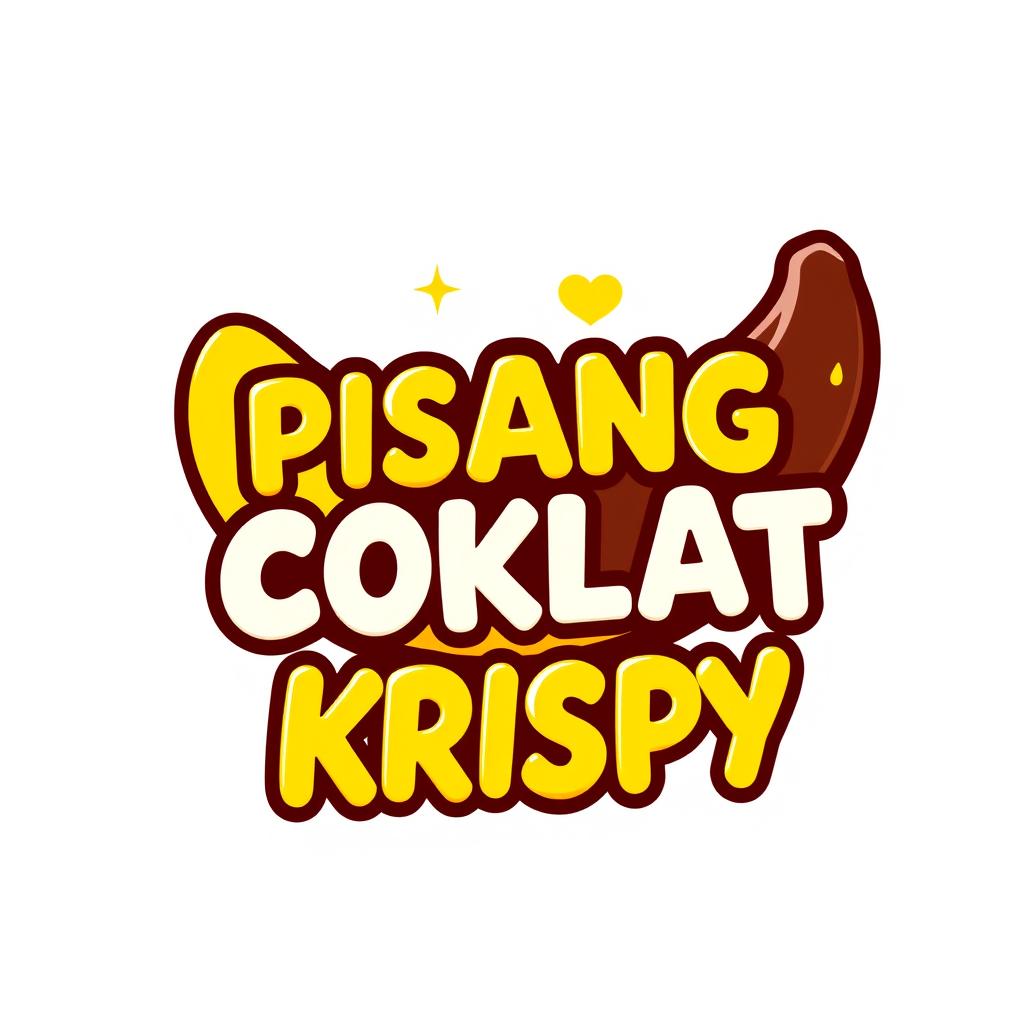 A vibrant logo design for 'PISANG COKLAT KRISPY' featuring the text in a bold, fun font