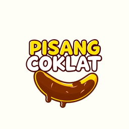 A vibrant logo design for 'PISANG COKLAT KRISPY' featuring the text in a bold, fun font
