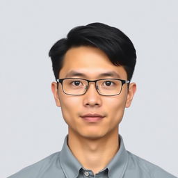 A professional passport photo featuring a person with a neutral expression, facing forward, eyes open, and mouth closed