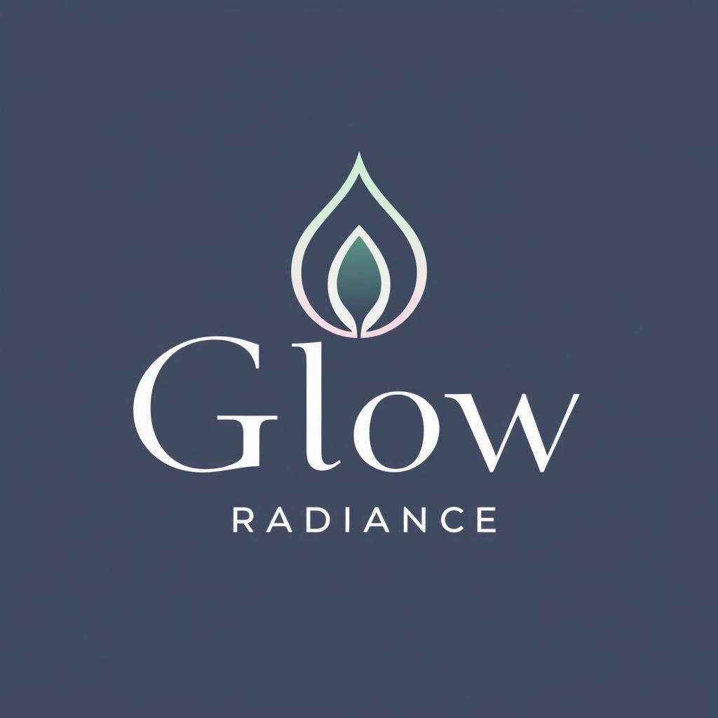 A sleek and modern skincare logo featuring a stylized leaf or drop of water symbol, incorporating soft pastel colors like mint green, lavender, and blush pink