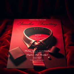 An inviting and sensual BDSM-themed invitation featuring a stylish design with a combination of deep reds and blacks