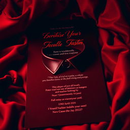 An inviting and sensual BDSM-themed invitation featuring a stylish design with a combination of deep reds and blacks