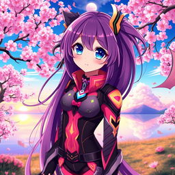 A stunning anime girl with long flowing hair, vibrant colors, and large expressive eyes