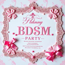 A beautifully designed invitation for a BDSM party featuring a pink theme, showcasing elegant and sensual elements