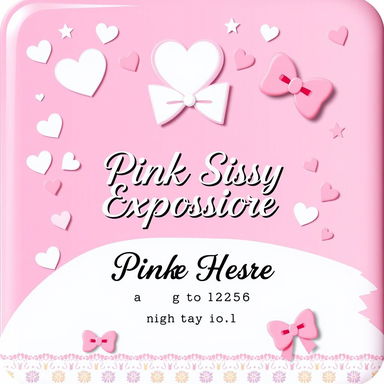 A vibrant, playful design for a pink sissy exposure ID template, featuring whimsical and colorful patterns and graphics, such as hearts, stars, and pastel designs
