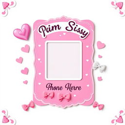 A vibrant, playful design for a pink sissy exposure ID template, featuring whimsical and colorful patterns and graphics, such as hearts, stars, and pastel designs