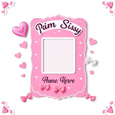 A vibrant, playful design for a pink sissy exposure ID template, featuring whimsical and colorful patterns and graphics, such as hearts, stars, and pastel designs