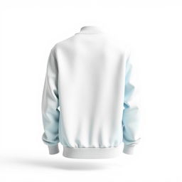 A 3D image on a white background featuring a white cotton sweater and a sky blue sports jacket