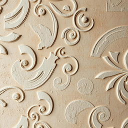 A close-up view of a beautifully textured plaster wall featuring a unique handmade pattern