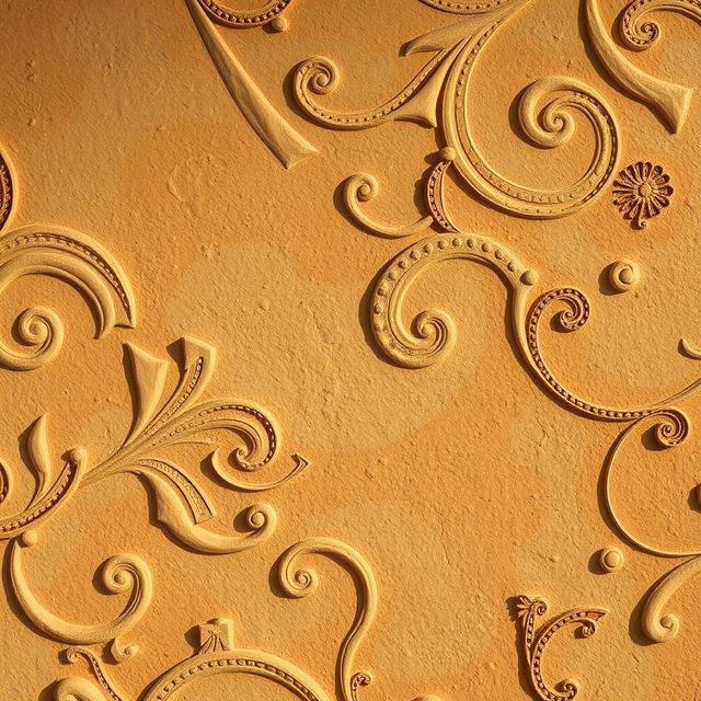 A close-up view of a beautifully textured plaster wall featuring a unique handmade pattern