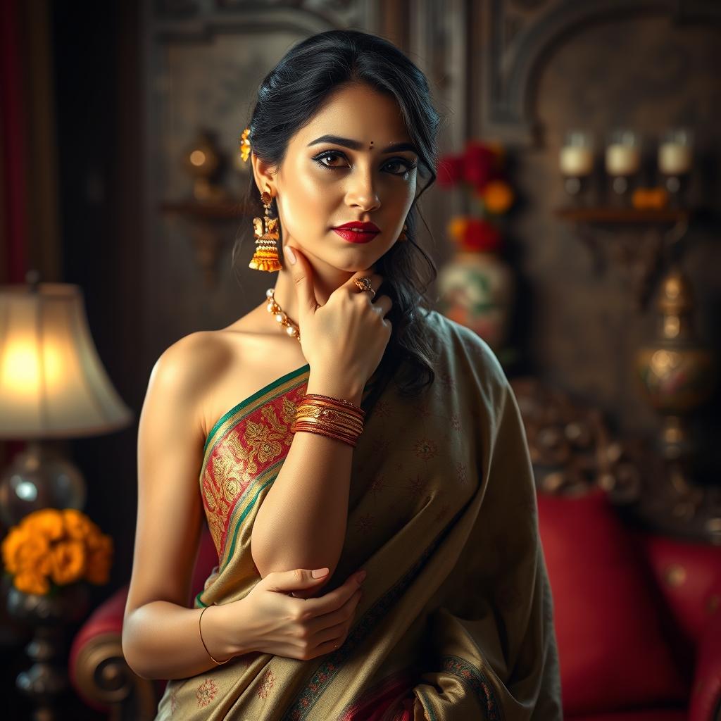 A sensual portrait of an Indian maid showcasing her elegance and grace