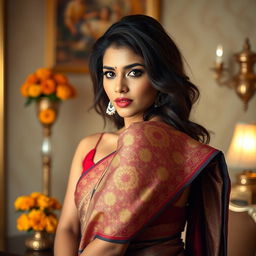 A sensual portrait of an Indian maid showcasing her elegance and grace