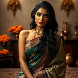 A sensual portrait of an Indian maid showcasing her elegance and grace