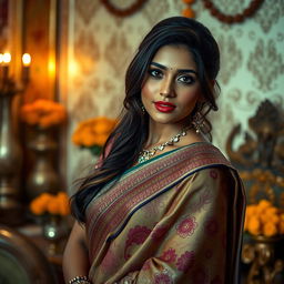 A sensual portrait of an Indian maid showcasing her elegance and grace
