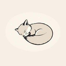 A minimalist vector illustration of a sleeping fox curled up in a blanket of snow