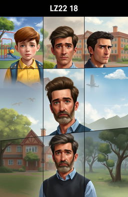 A digital painting depicting a man at different phases of his life