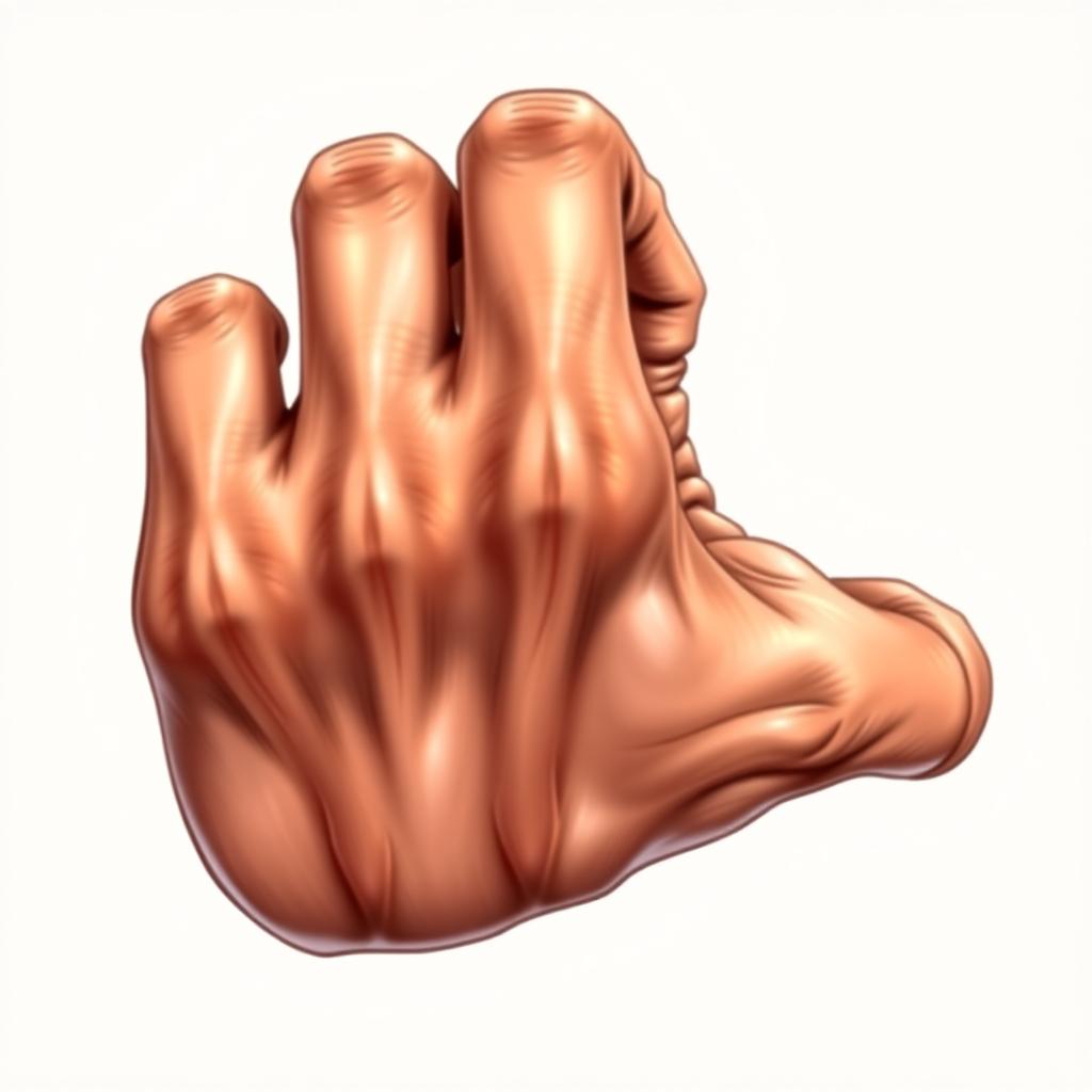 A highly detailed illustration of a muscular hand with prominent veins, showcasing the strength and definition of the muscles