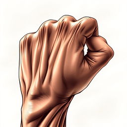 A highly detailed illustration of a muscular hand with prominent veins, showcasing the strength and definition of the muscles