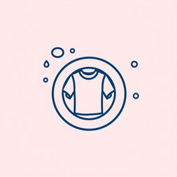 A minimalist icon depicting the laundry of clothes, designed in dark blue line art