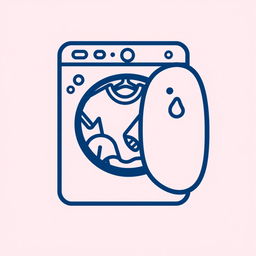 A minimalist icon depicting the laundry of clothes, designed in dark blue line art