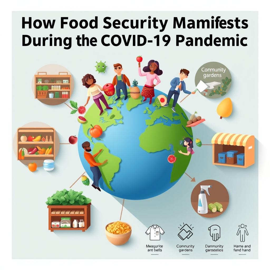 A visually appealing poster that illustrates the concept of food security during the COVID-19 pandemic