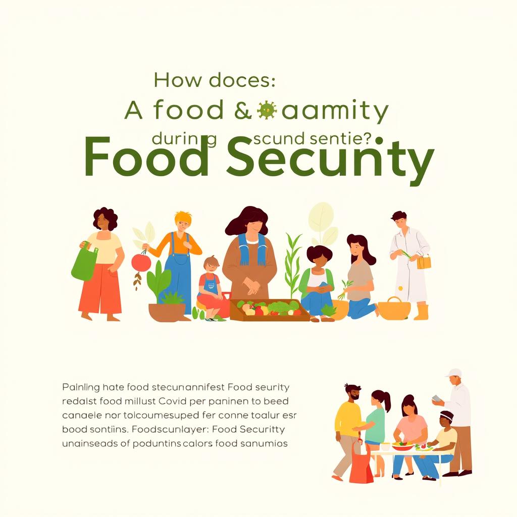 A simple and informative poster illustrating the theme "How does Food Security manifest during the Covid-19 pandemic