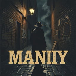 A vintage-style book cover for mafia and crime fiction, showcasing a shadowy figure wearing a classic fedora, standing under a dim streetlamp