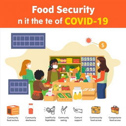 An informative and engaging poster design that visually represents the concept of food security during the Covid-19 pandemic