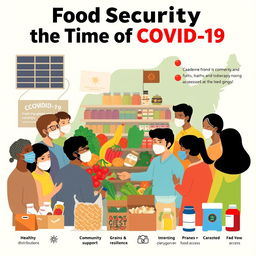 An informative and engaging poster design that visually represents the concept of food security during the Covid-19 pandemic