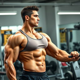 A highly detailed, muscular physique showcasing well-defined arms, chest, and shoulders, with a strong neck and perfect posture