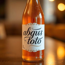 A bottle of drink with a sleek design, prominently featuring a label with the elegant script 'abgus toto'