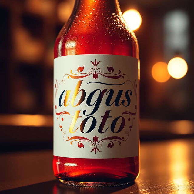 A bottle of drink with a sleek design, prominently featuring a label with the elegant script 'abgus toto'