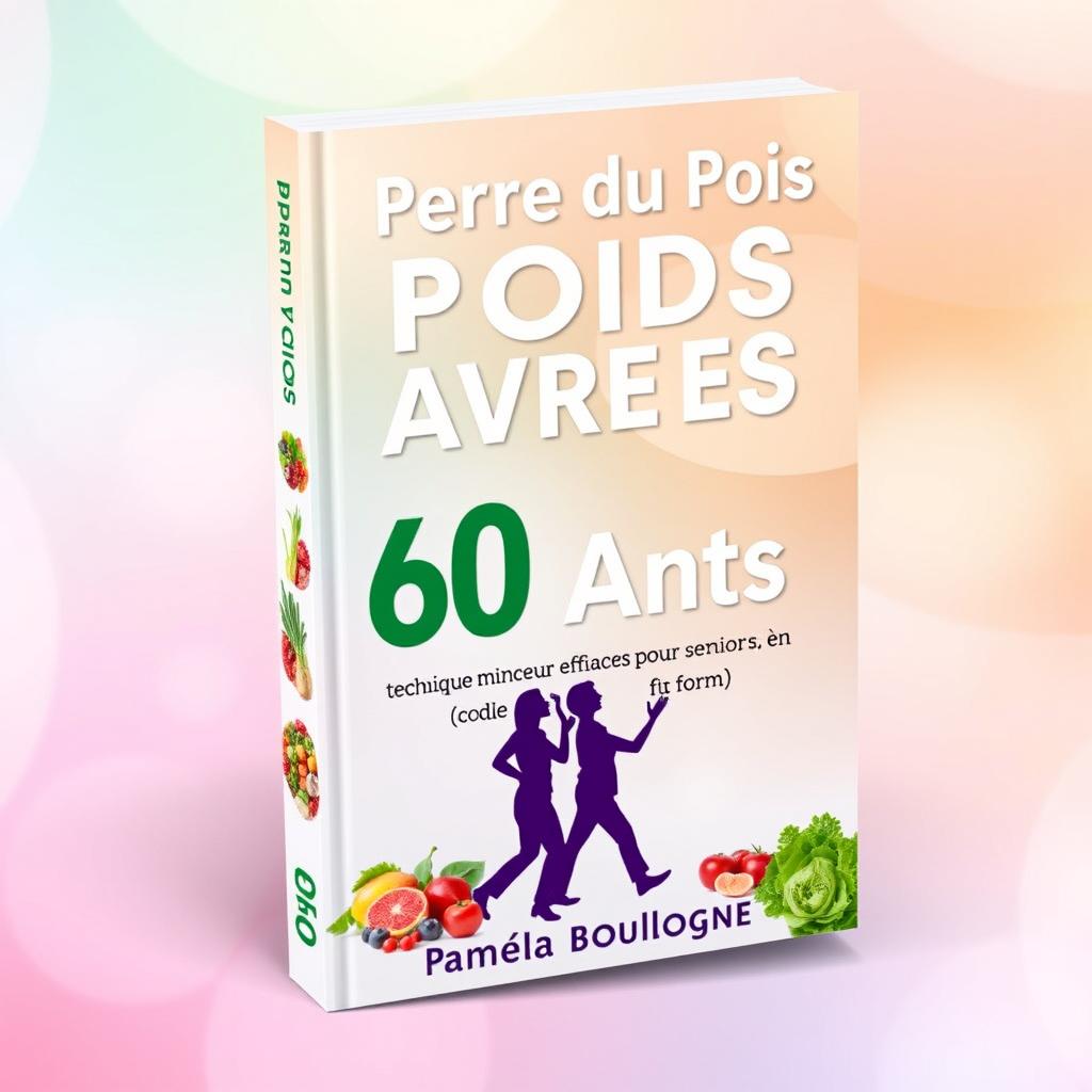 A book cover design for an ebook titled 'Perdre du Poids Après 60 Ans: Techniques Minceur Efficaces pour Seniors en Forme' by Paméla Boulogne